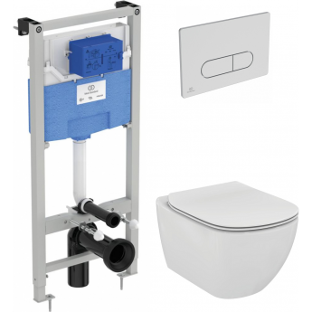 Комплект IDEAL STANDARD TESI подвесной унитаз+инсталляция+кнопка